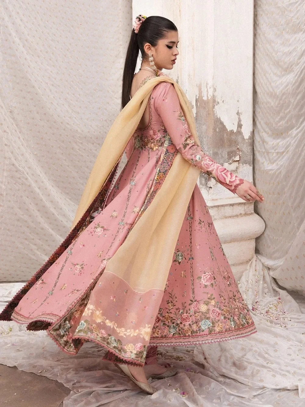 HUSSAIN REHAR PAKISTANI DESIGNER EMBROIDERED DRESS INDIAN 3 PIECE